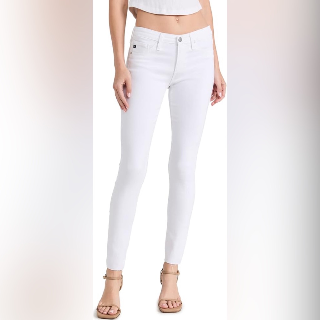 Ag Adriano Goldschmied Women's Ankle Fray Jeans Leggings White New